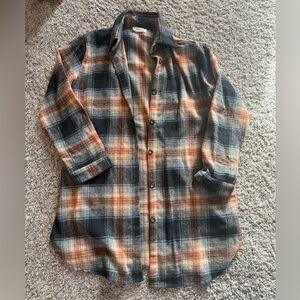 Longer Plaid Button-Up Shirt/Shacket